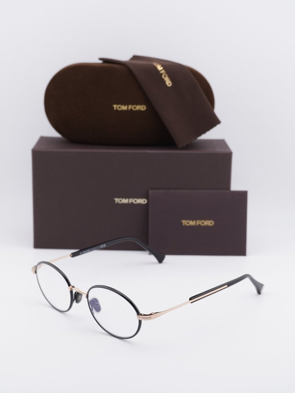Tom Ford FT5973-B 005 Oval Eyeglasses - Black/Gold 49mm